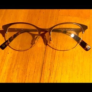 Never worn Warby Parker rose gold cat eye glasses frames